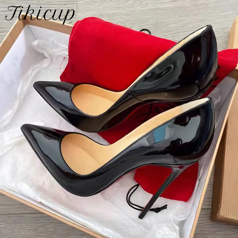 Patent Leather Pump - Tikicup Classic Black Patent Pointed-Toe Stiletto