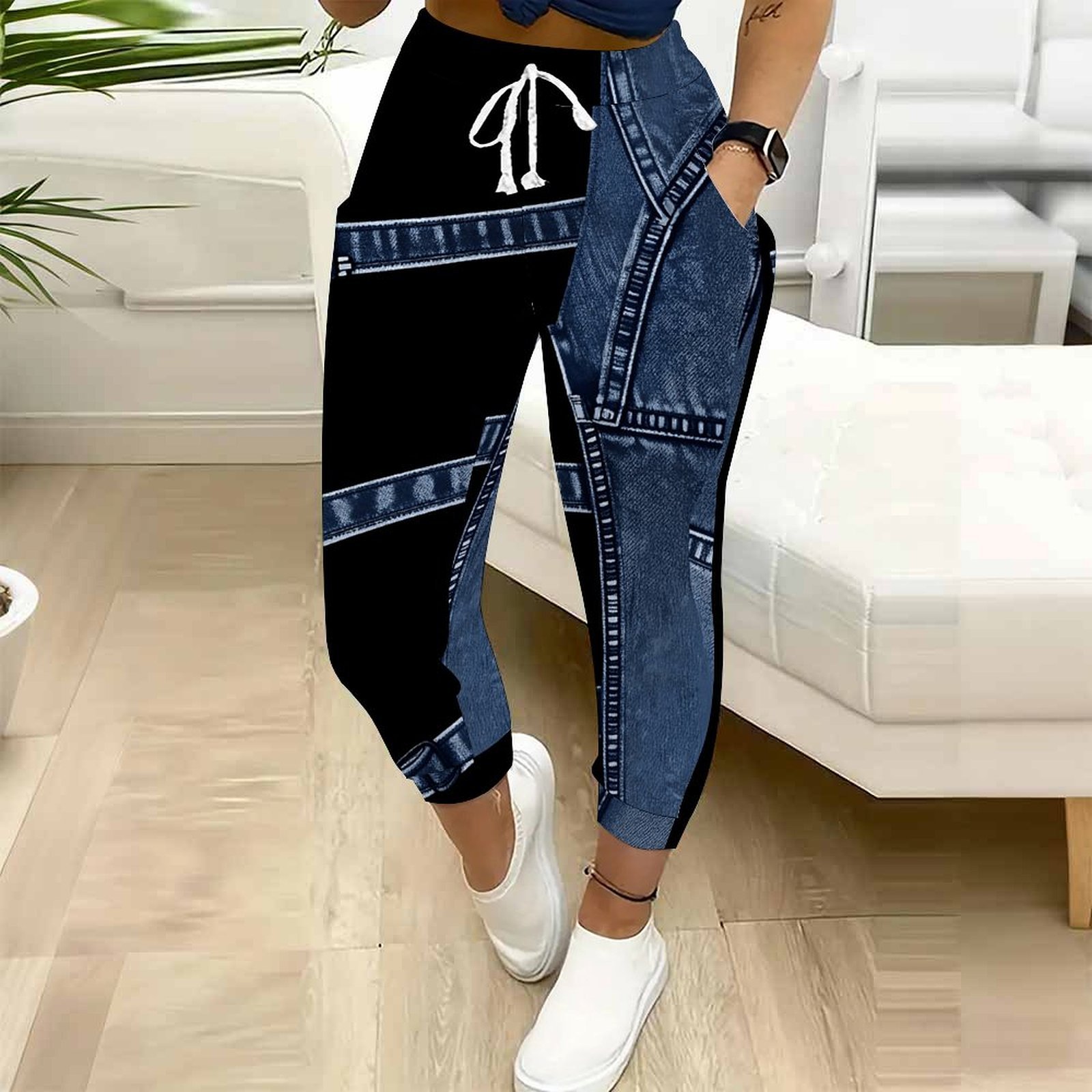 Women Shoes Joggers - Women Block Joggers Drawstring Pocket Casual