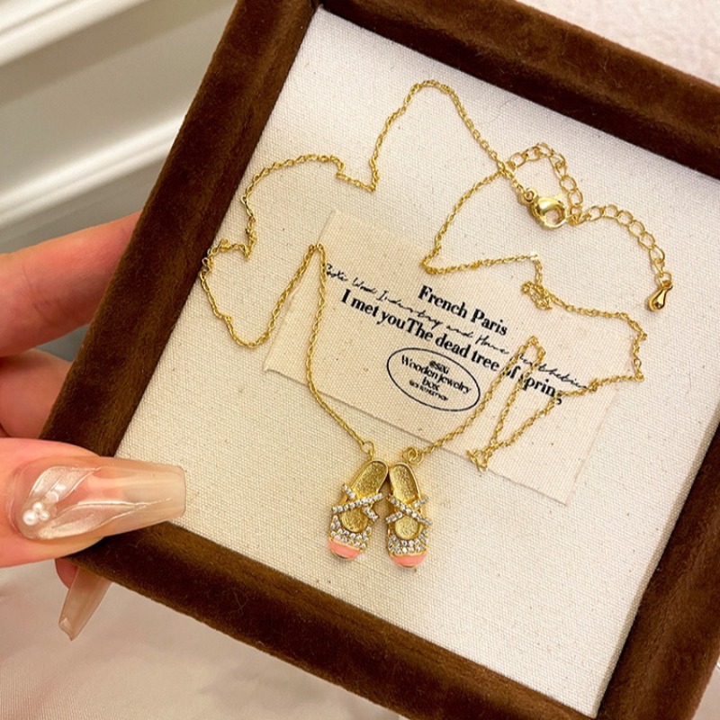 Women'S Shoes Paris - Ballet Shoes Pendant Necklace Women Rhinestone