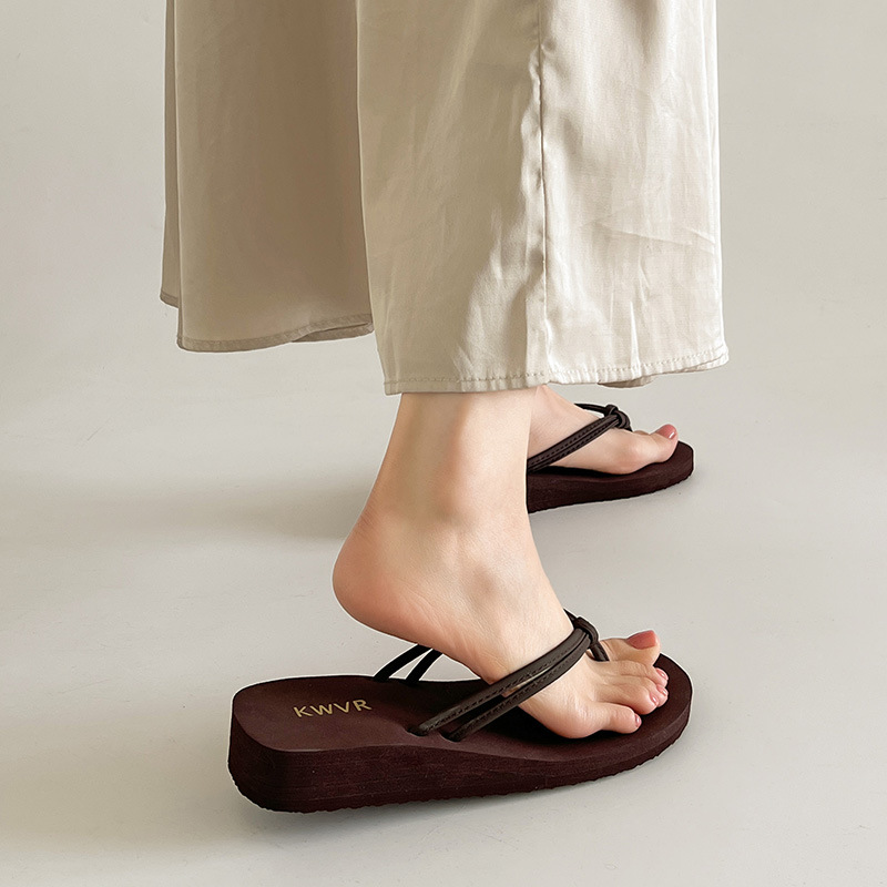 Thong Flat Sandal - Women Brown Flip Flops Summer Flat