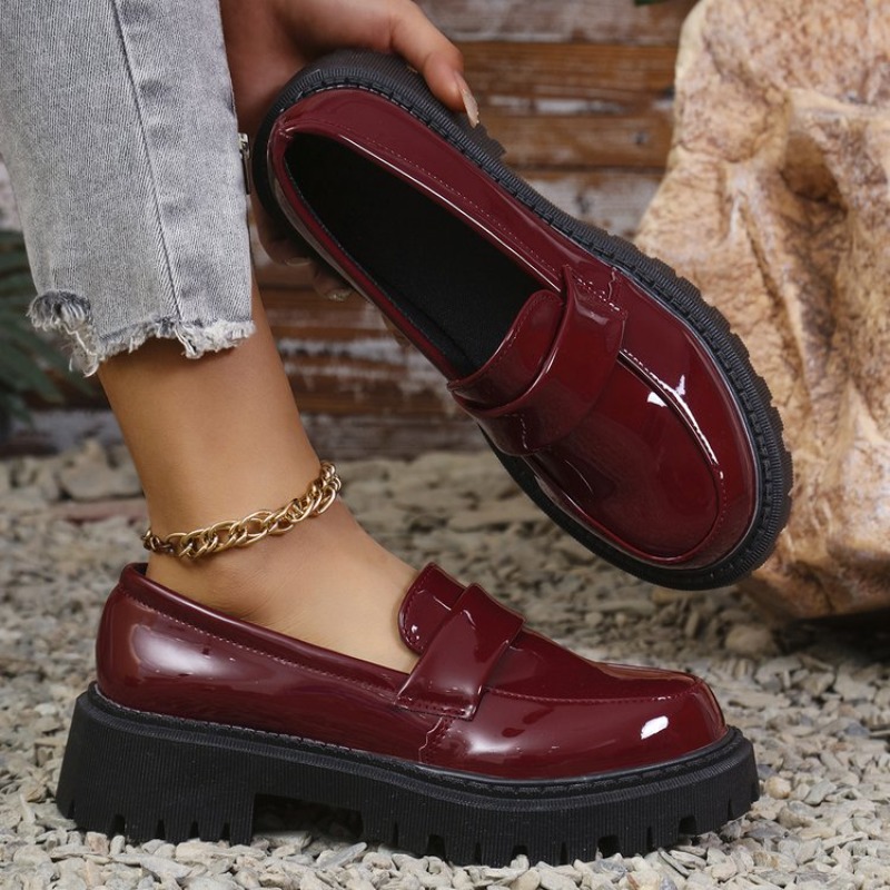 Patent Leather Pump - Patent Leather Med Heel Loafers Shoes