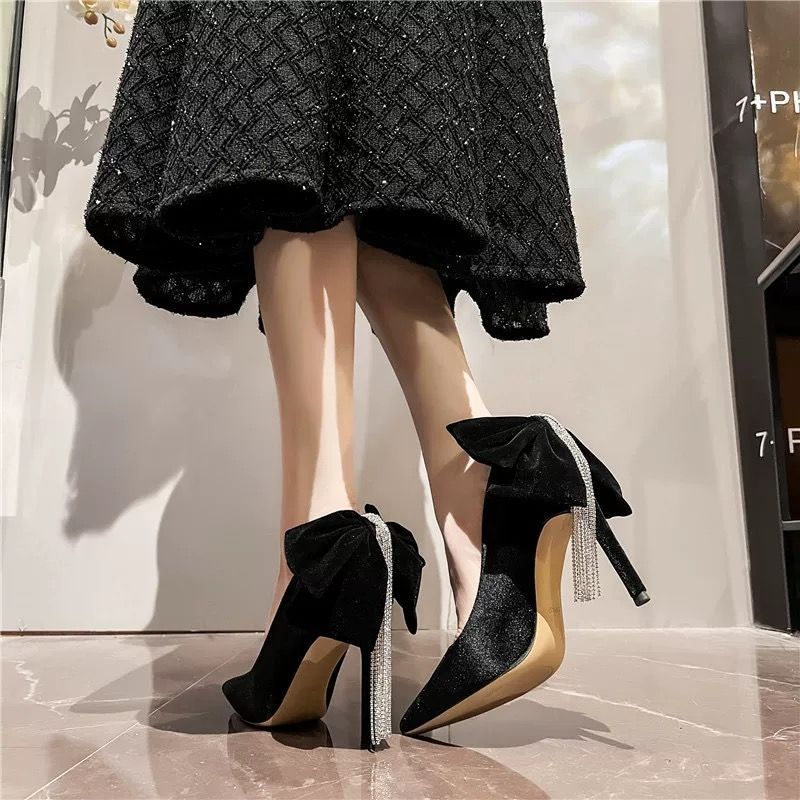 Black With Bow Stilito Woman P - đánh giá và giá Women Shoes Quick Delivery