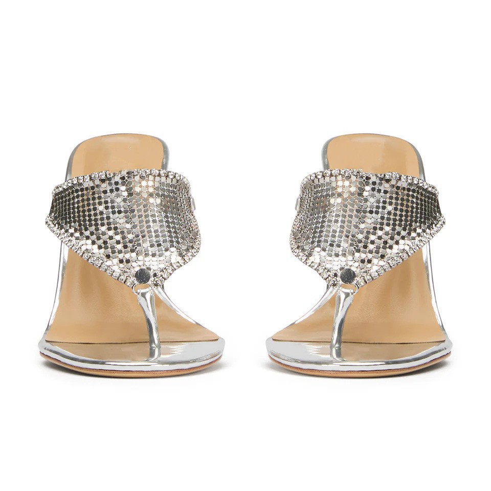 Women Silver Metallic Thong Mu - đánh giá và giá Thong Flat Sandal