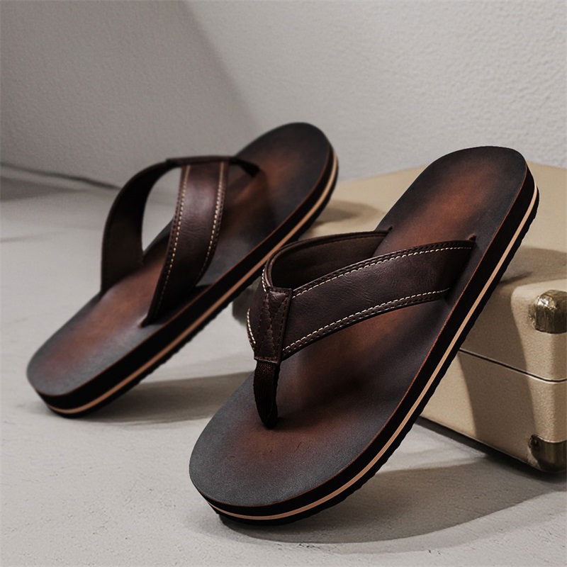 Men's Vintage Washed Faux Leat - đánh giá và giá Thong Flat Sandal