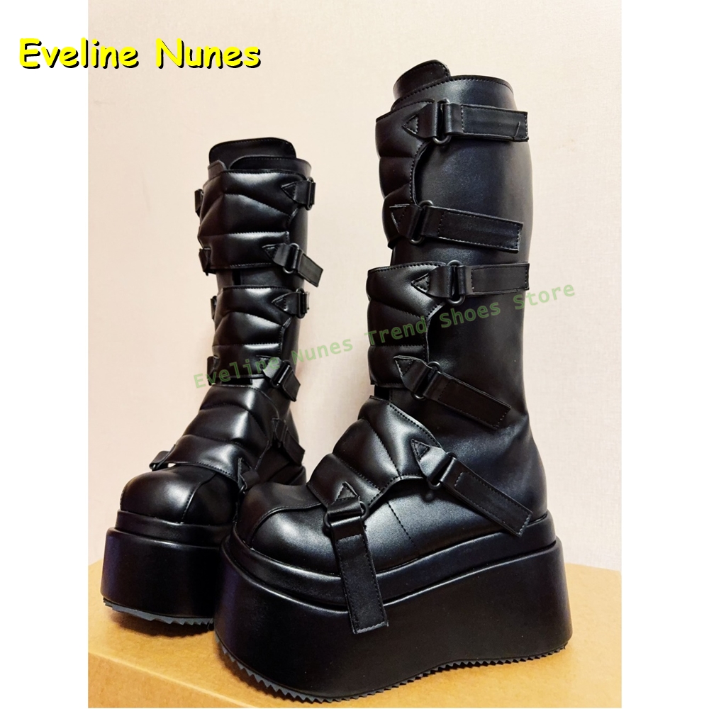 Black Buckle Cyberpunk Y2K Kne - đánh giá và giá Women'S Shoes Big Feet